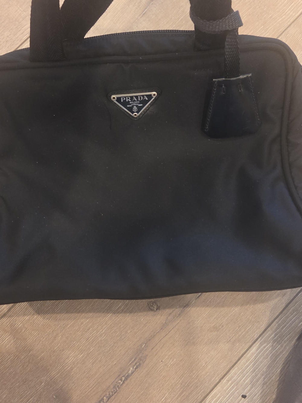 Prada Black Nylon Shoulder Bag with Triangle Logo